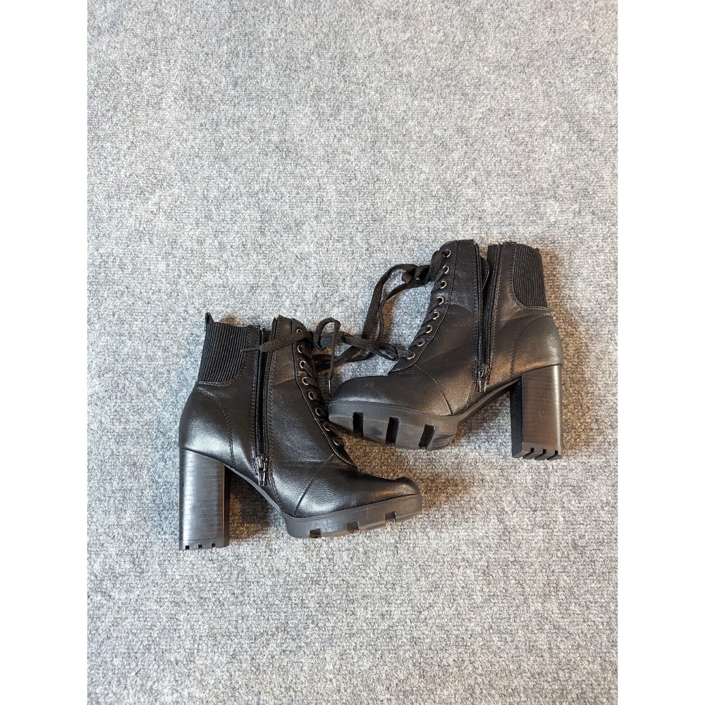 BAMBOO WOMEN'S BLACK LACE UP BOOTS SIZE 7